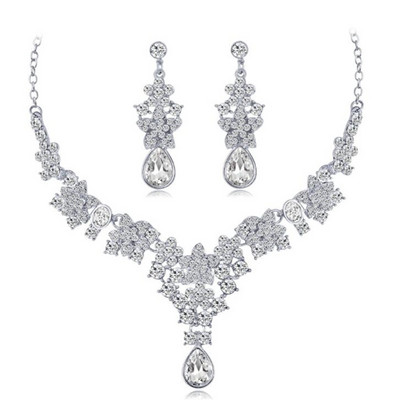 Πολυτελή μωβ Crystal Star Rhinestone σετ νυφικών κοσμημάτων για γυναίκες Σκουλαρίκια κολιέ νύφης Σετ κοσμημάτων γάμου μόδας