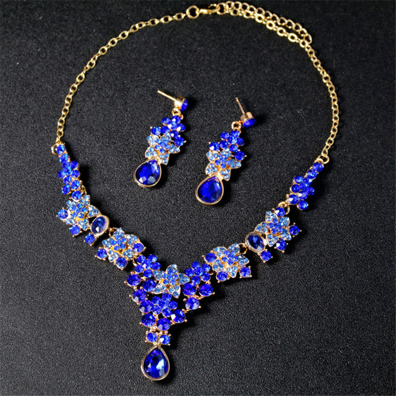 Πολυτελή μωβ Crystal Star Rhinestone σετ νυφικών κοσμημάτων για γυναίκες Σκουλαρίκια κολιέ νύφης Σετ κοσμημάτων γάμου μόδας