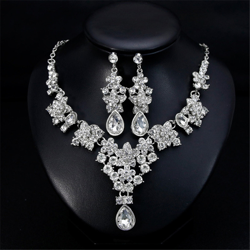 Πολυτελή μωβ Crystal Star Rhinestone σετ νυφικών κοσμημάτων για γυναίκες Σκουλαρίκια κολιέ νύφης Σετ κοσμημάτων γάμου μόδας