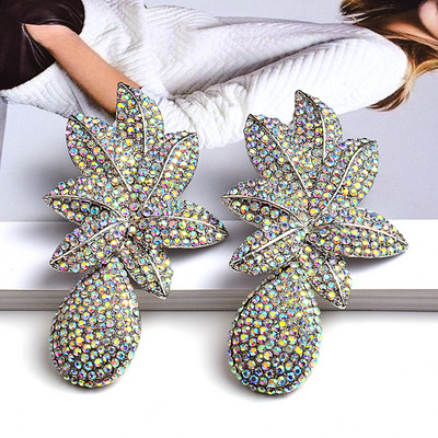 Nové dlhé kovové náušnice s kvetmi v zlatej farbe, plne vykladané kryštálmi, vysoko kvalitné šperky s kamienkami pre ženy.