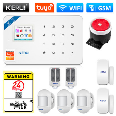 Bezdrôtový inteligentný domáci systém KERUI WIFI GSM bezpečnostný alarm SMS Tuya ovládanie aplikácie domáca kamera s detektorom pohybu, senzorom vlámania IP