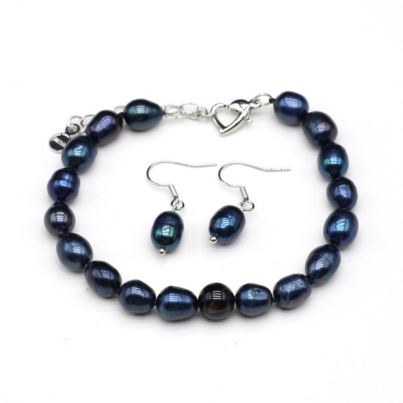 8-9 mm set prirodnih slatkovodnih bisera, elastičnost u obliku krumpira, narukvica s perlama, ogrlica, naušnice, dodaci za vjenčanje