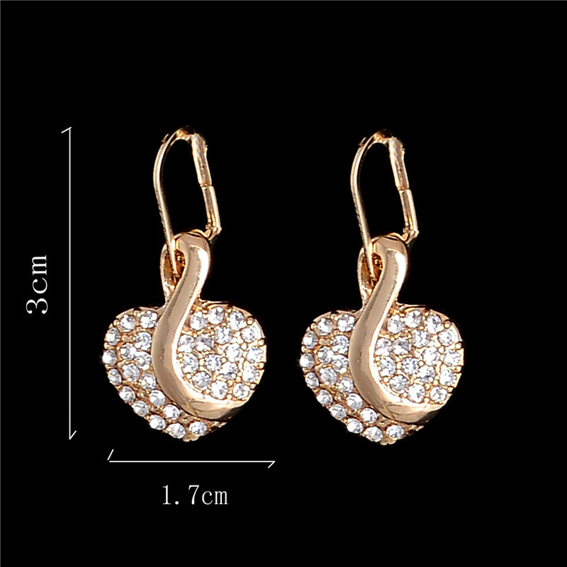 ZOSHI Modni komplet nakita Luksuzni zlatni austrijski romantični kristali u obliku srca Lanac Ogrlica Naušnice Kompleti nakita