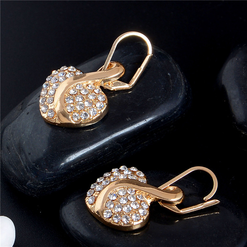 ZOSHI Modni komplet nakita Luksuzni zlatni austrijski romantični kristali u obliku srca Lanac Ogrlica Naušnice Kompleti nakita