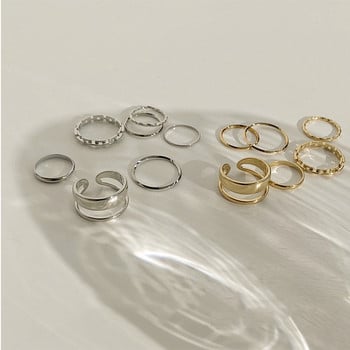 7 бр. Модни бижута Комплект пръстени Горещи продавани метални сплави Кухи кръгли отварящи се Дамски пръстен за пръсти за момичета Дама Парти Сватбени подаръци