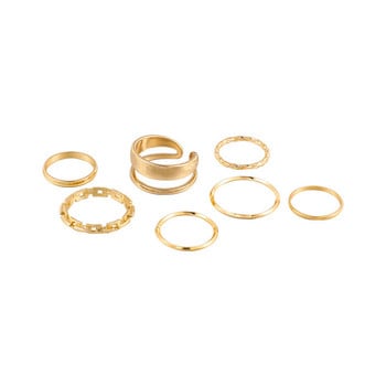 7 бр. Модни бижута Комплект пръстени Горещи продавани метални сплави Кухи кръгли отварящи се Дамски пръстен за пръсти за момичета Дама Парти Сватбени подаръци