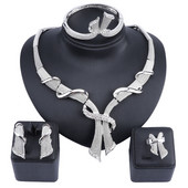 Dubajské strieborné krištáľové šperky, veľkoobchodné svadobné doplnky, nigérijské svadobné náhrdelníky, náušnice, bijoux, ženská súprava šperkov