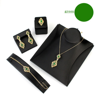Sunspicems elegantná alžírska marocká svadobná sada nevesty pre ženy zlaté náušnice náhrdelník náramok prsteň 4 ks arabské bijoux