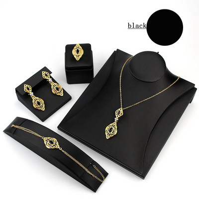 Sunspicems elegantná alžírska marocká svadobná sada nevesty pre ženy zlaté náušnice náhrdelník náramok prsteň 4 ks arabské bijoux