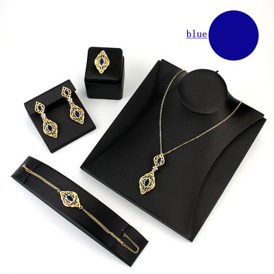 Sunspicems elegantná alžírska marocká svadobná sada nevesty pre ženy zlaté náušnice náhrdelník náramok prsteň 4 ks arabské bijoux