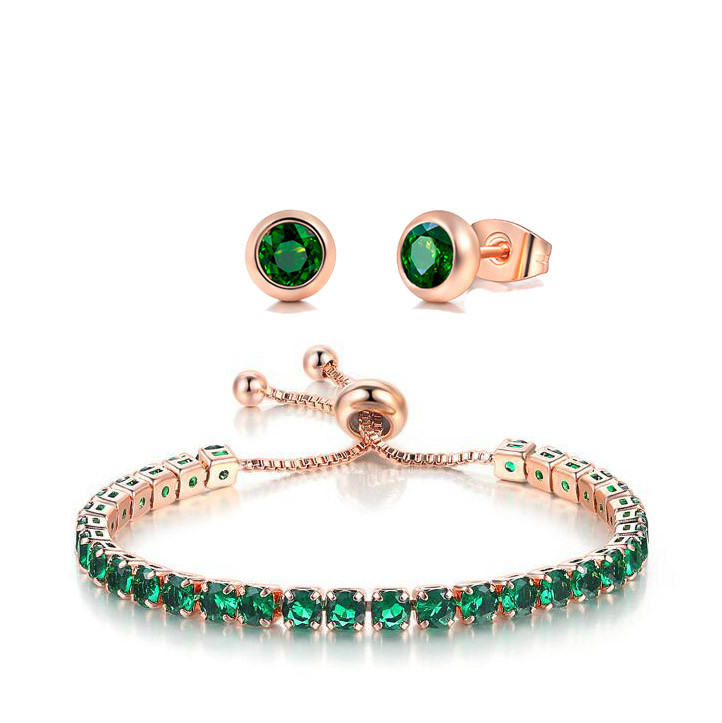 Горещи разпродажби блестящи 4 цвята Циркон Тенденции Комплект бижута за жени Колие Обеци Гривна Сватба Годеж Бижута Подарък на едро