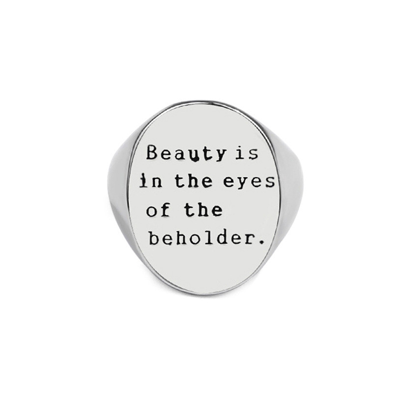 Srebrna boja, jednostavan dizajn osobnosti, okruglo englesko slovo, široko prstenje za žene, moderan rođendanski nakit retro temperamenta