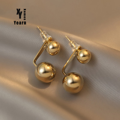 Európske a americké temperamentné kovové guľôčkové náušnice pre ženy, kórejské módne šperky, gotické dievčenské jednoduché náušnice