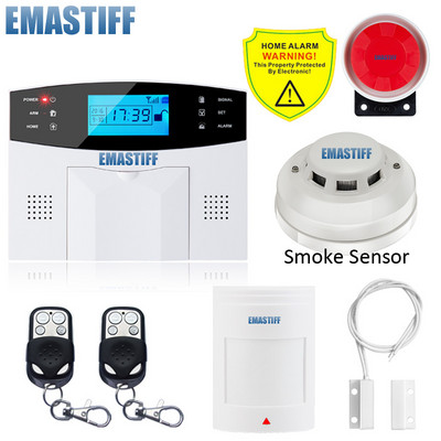 NOVO Ugrađena antena Senzor otvora vrata PIR Detektor pokreta Bežični LCD GSM SIM kartica Sigurnost kuće Alarmni sustav Dimna sirena