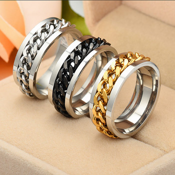 Класически въртящи се верижни пръстени за жени, мъже, готически титанов стоманен въртящ се пръстен, пръстен с верига, мъжки пръстен с отварачка за бутилки Модни бижута