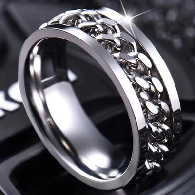 Klasszikus forgatható láncgyűrűk nőknek férfi gótikus titán acél fonógyűrű láncgyűrű férfi sörnyitó gyűrű divat ékszerek