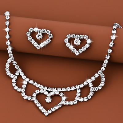 Svadobné kosoštvorcové stupňovité náhrdelníky s kamienkami, sada pre ženy, šperky, postriebrené, strapcové náušnice, svadobné darčeky