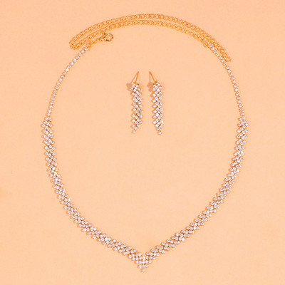 Svadobné kosoštvorcové stupňovité náhrdelníky s kamienkami, sada pre ženy, šperky, postriebrené, strapcové náušnice, svadobné darčeky