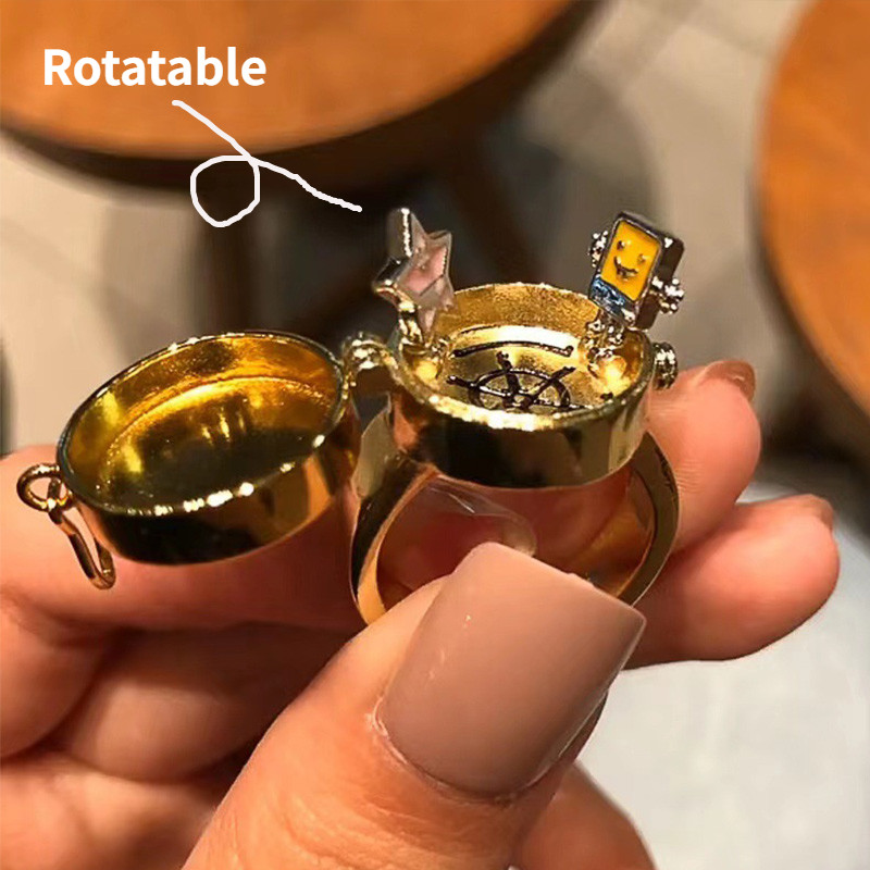 Új Forgatható BFF gyűrű nőnek Férfi Vintage Aranyos Pár Nyitott Nyitott Szorongás Fedélkedő Gyűrű Pörgető Anime Ékszer Legjobb Barát Menő ajándék