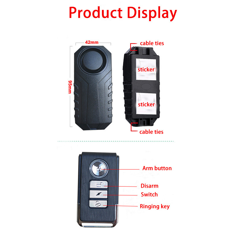 Alarmă fără fir impermeabilă pentru bicicletă Motocicletă Mașină electrică Vehicul scuter Alarma barcă Senzor de vibrații de securitate Alarma antifurt