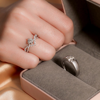 Нови модерни луксозни пръстени за двойка Моден комплект сватбени пръстени за жени Ослепителен квадратен цирконий Деликатни булчински бижута Anillos Mujer