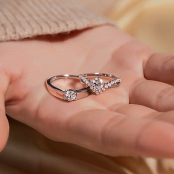 Нови модерни луксозни пръстени за двойка Моден комплект сватбени пръстени за жени Ослепителен квадратен цирконий Деликатни булчински бижута Anillos Mujer