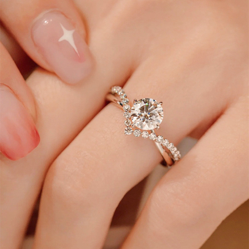 Novo moderno luksuzno prstenje za par, modni set vjenčanog prstenja za žene Blistavi četvrtasti cirkonij, delikatni svadbeni nakit Anillos Mujer
