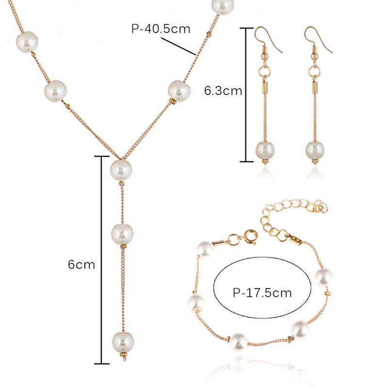 1 szett gyöngyutánzat nyaklánc karkötő fülbevaló elegáns ékszer készlet női akcióban