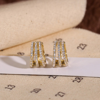 Изящни луксозни златни обеци с естествен кристал Циркон Популярни дамски подаръци за годеж Бижута Аксесоари