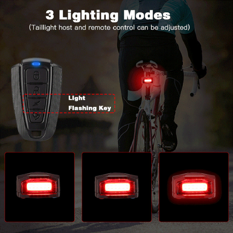 Hollarm Svjetlo za bicikl Protuprovalni alarm Bežični vodootporni daljinski upravljač s automatskim senzorom kočnice USB stražnje svjetlo bicikla Alarm za sirenu