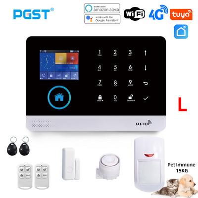 PGST PG103 Wifi 4G Tuya alarm systém s pohybovým senzorom odolným voči domácim zvieratám, IP kamera, bezdrôtový inteligentný domáci bezpečnostný systém, podpora Alexa, zásuvka EU