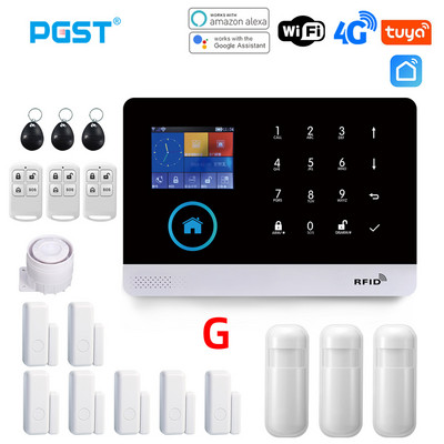 PGST PG103 Wifi 4G Tuya alarm systém s pohybovým senzorom odolným voči domácim zvieratám, IP kamera, bezdrôtový inteligentný domáci bezpečnostný systém, podpora Alexa, zásuvka EU