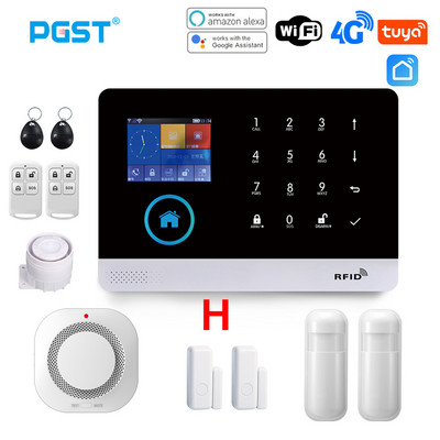 PGST PG103 Wifi 4G Tuya alarm systém s pohybovým senzorom odolným voči domácim zvieratám, IP kamera, bezdrôtový inteligentný domáci bezpečnostný systém, podpora Alexa, zásuvka EU
