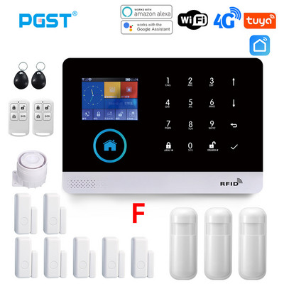 PGST PG103 Wifi 4G Tuya alarm systém s pohybovým senzorom odolným voči domácim zvieratám, IP kamera, bezdrôtový inteligentný domáci bezpečnostný systém, podpora Alexa, zásuvka EU