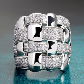 Bride Talk Frosted Finger Ring Cross Line Cubic Zirconia Steel Emery Дамски моден пръстен Красиви аксесоари за булчински бижута