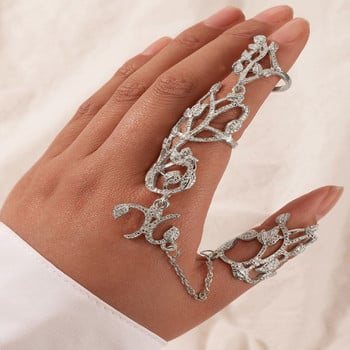 Готин пръстен за мъже Пръстени Пръстени с вериги Готически бижута Кухи издълбани пръстени Верига Мъжки пръстен-пръстен Дамски двойка Женски комплект Мъжки