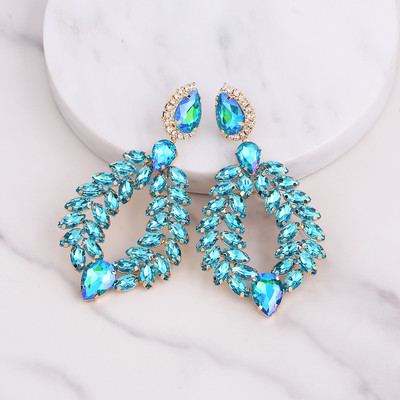 Нови кристални висящи обеци за жени Обеци с кристали Сватби Дамско парти Модни бижута Аксесоари Подаръци на едро