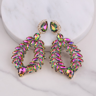 Нови кристални висящи обеци за жени Обеци с кристали Сватби Дамско парти Модни бижута Аксесоари Подаръци на едро