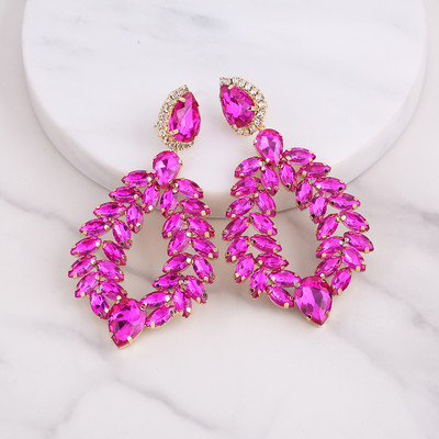 Нови кристални висящи обеци за жени Обеци с кристали Сватби Дамско парти Модни бижута Аксесоари Подаръци на едро