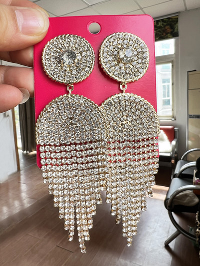 Нови кристални висящи обеци за жени Обеци с кристали Сватби Дамско парти Модни бижута Аксесоари Подаръци на едро