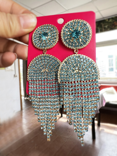 Нови кристални висящи обеци за жени Обеци с кристали Сватби Дамско парти Модни бижута Аксесоари Подаръци на едро