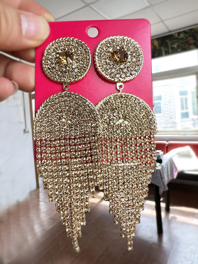 Нови кристални висящи обеци за жени Обеци с кристали Сватби Дамско парти Модни бижута Аксесоари Подаръци на едро