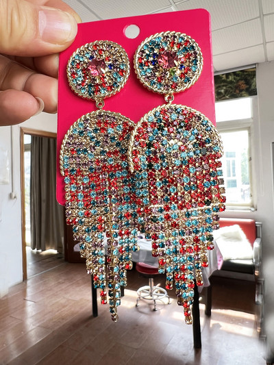 Нови кристални висящи обеци за жени Обеци с кристали Сватби Дамско парти Модни бижута Аксесоари Подаръци на едро