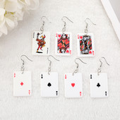 1 pereche de cercei de poker cu cărți de joc Charms Fashion Leisure Casino Games Style Jewelry