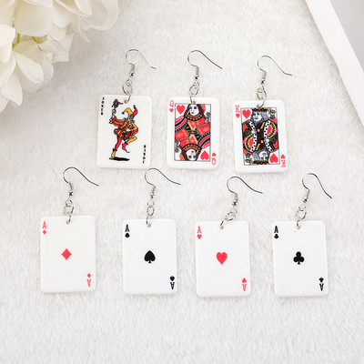 1Pair Poker Drop Auskarai Žaidimų kortų žavesiai Mados Laisvalaikis Kazino Žaidimai Stilius Papuošalai