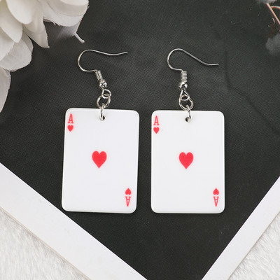 1 pereche de cercei de poker cu cărți de joc Charms Fashion Leisure Casino Games Style Jewelry