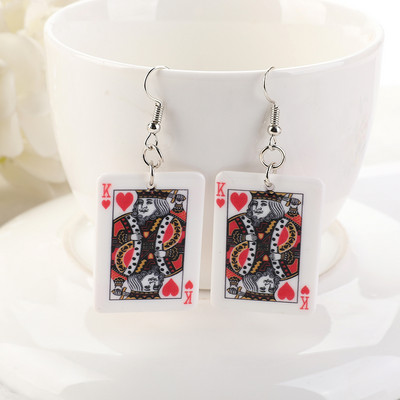 1 pereche de cercei de poker cu cărți de joc Charms Fashion Leisure Casino Games Style Jewelry