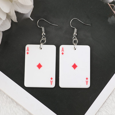 1 pereche de cercei de poker cu cărți de joc Charms Fashion Leisure Casino Games Style Jewelry