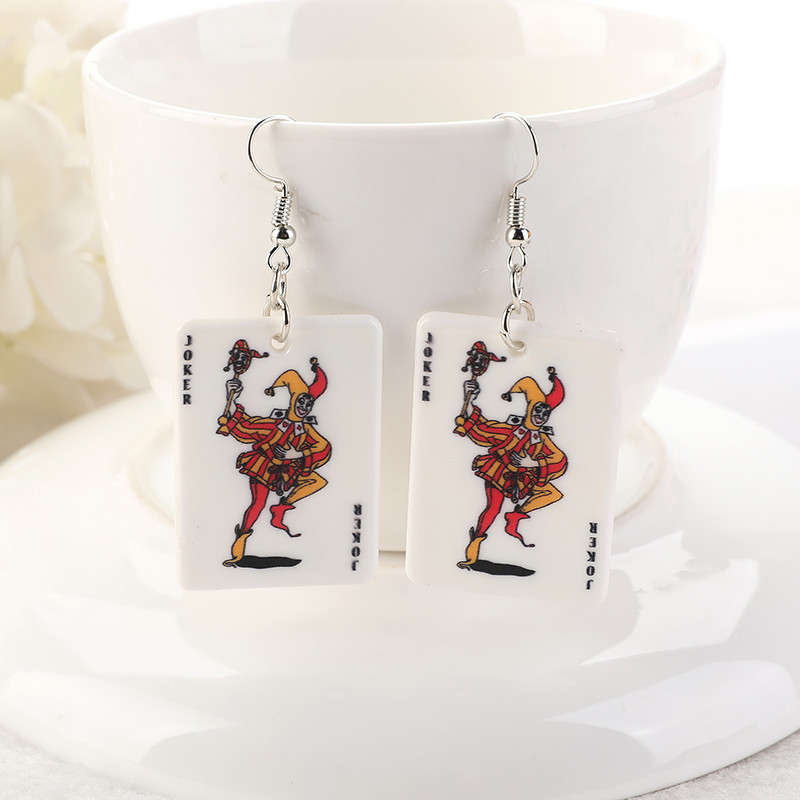 1 pereche de cercei de poker cu cărți de joc Charms Fashion Leisure Casino Games Style Jewelry