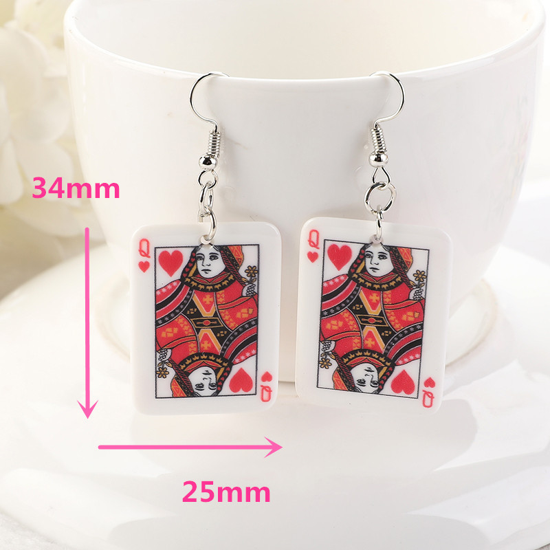 1 pereche de cercei de poker cu cărți de joc Charms Fashion Leisure Casino Games Style Jewelry
